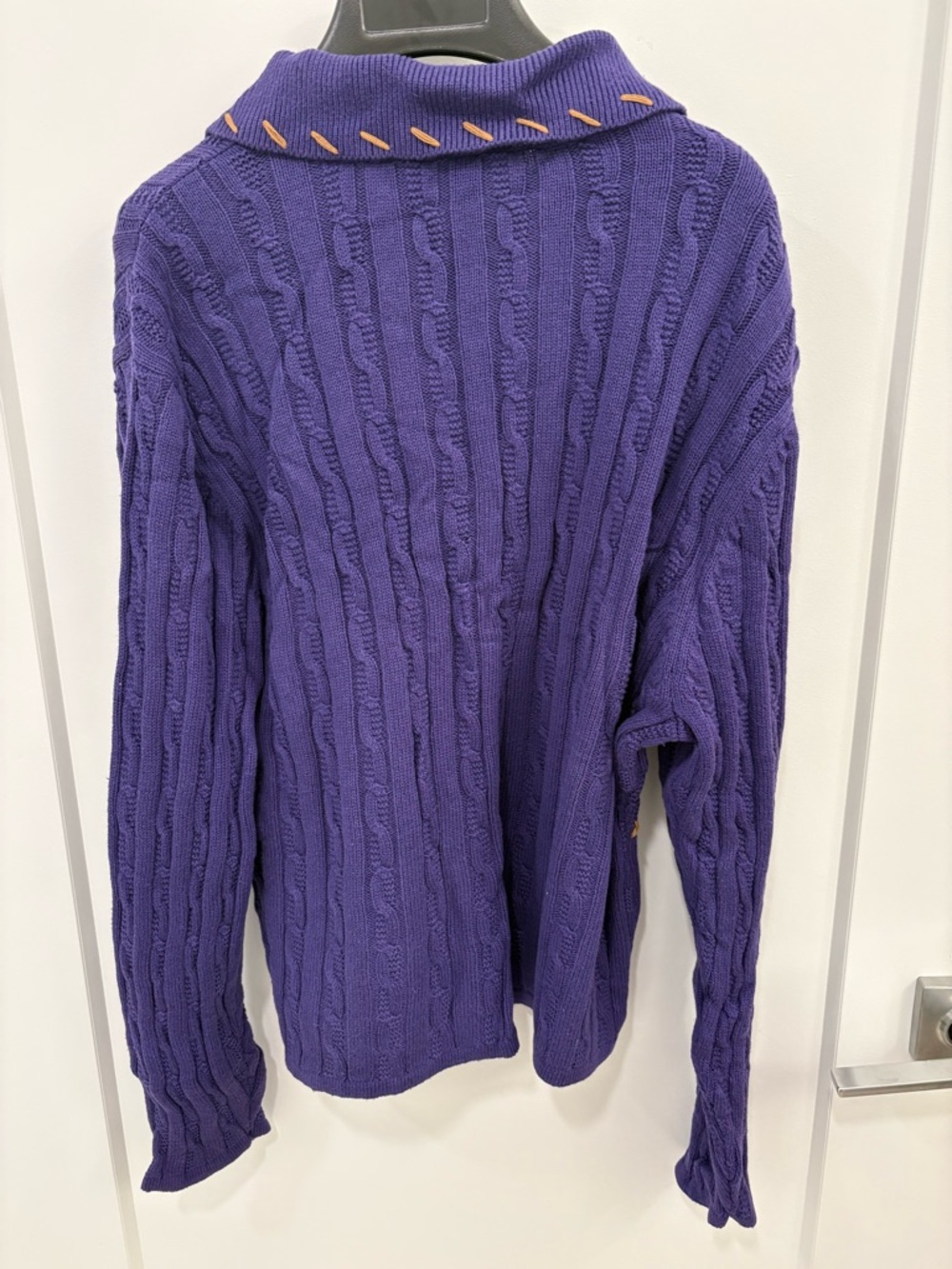 Vintage 90s Rod's Western Purple Cotton Cable Knit Equestrian Cardigan Sz Medium - Picture 10 of 13